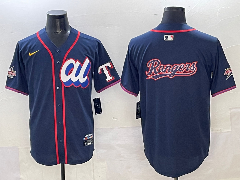 Men 2025 Texas Rangers blank blue Nike MLB All Star jersey style 3->new england patriots->NFL Jersey